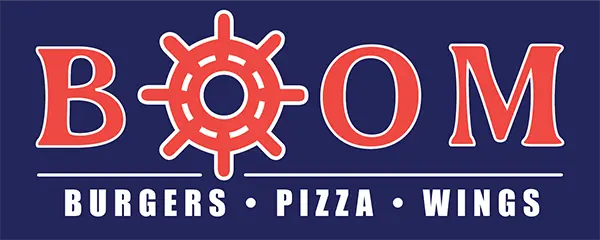 BOOM Burgers Pizza Wings logo