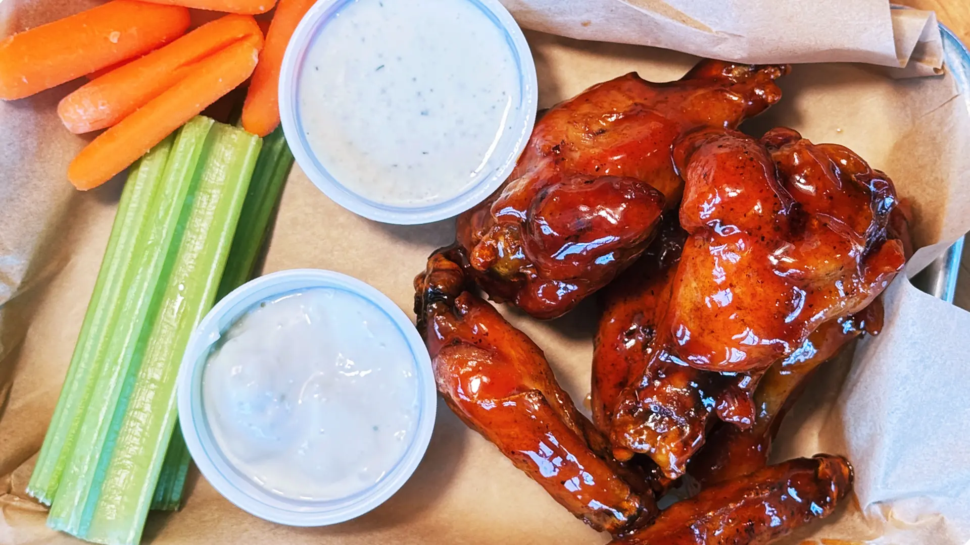 Wings at Boom restaurant in Grove, OK